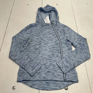 Champion Blue Heather Asymmetrical Zip Fleece Hooded Jacket Youth Girls Small - Picture 1 of 6