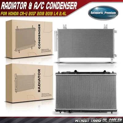 Kit de refrigeración de radiador y condensador de CA de aluminio para Honda CR-V 2017-2019 L4 2,4 L Foto 1 de 4