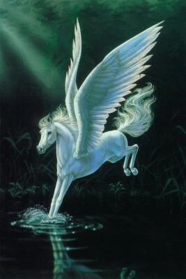 Pegaso Caballo Unicornio Fatansia Impresión de Seda Pintura Arte de Pared Decoración - PÓSTER 20x30 Foto 1 de 4