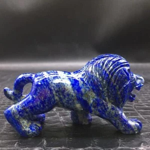 Natural Lapis Lazuli Quartz Crystal Carved Lion Statue Healing Decoration 1Pc - Picture 1 of 24