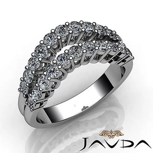 Damen Doppel Linie Rund Diamant Ring Halb Ehering 18k Weißgold 1,55 ctw - Bild 1 von 6