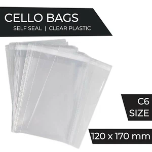 120x170mm C6 Clear Self Seal Adhesive Cello Bag Cellophane BOPP Plastic Bags - Picture 1 of 1