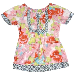 Koi Kathy Peterson 149PR Bella Scrub Top Pockets Floral Pink Red White Sz S - Picture 1 of 10