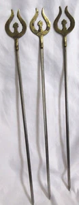 3 Vintage Inoxidable Brass Steel Shish Kabob Spieße Türkisch Griechisch Shiva - Bild 1 von 4