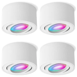 4er Set CELI-1WM Aufbauspot weiß schwenkbar flach mit Smart WLAN RGB LED 5W 230V - Afbeelding 1 van 9