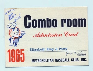 1965 Mets Combo Room Season Pass Eliz.King Promotions Director Mets Own File - Bild 1 von 2