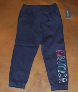 NAUTICA Girls Fleece Pull On Jogger Sweatpants Side Pockets 4 Blue Peacoat NEW - Picture 1 of 6