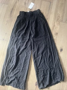 NWT Zara Linen Split Super Wide Leg Palazzo Pants - Small # Gg - Picture 1 of 9