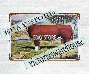 Polled Hereford Bull farm livestock Ranch Cattle tin sign - Picture 1 of 4