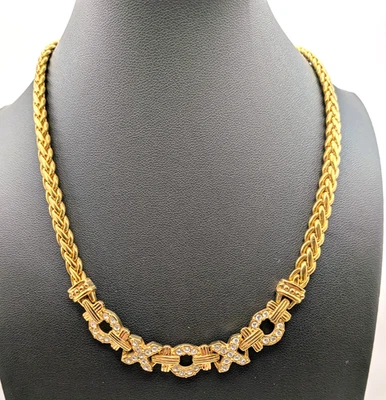 Gargantilha Swarovski Goldtone XOXO e strass - Imagem 1 de 4