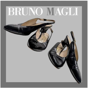 2 PAIA SCARPE DONNA vintage BRUNO MAGLI nere tacco slingback *difetti* 6,5 AA - Foto 1 di 12
