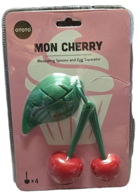 OTOTO Mon Cherry 4 Measuring Spoons and Egg Separator NEW - Image 1 of 4