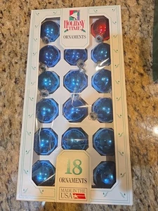 Holiday Time Set of 16 Red 2 Red Small Sky cobalt Blue Glass Ornaments  Caps - Picture 1 of 2