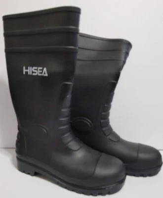 HISEA Men Steel Toe Rain Boots SIZE 9 Waterproof Fishing Hunting Mud Work Boots - Image 1 of 4