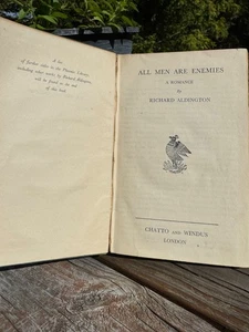 Alle Männer sind Feinde Richard Aldington 1934 ein Roman HB Buch Großbritannien - Bild 1 von 5