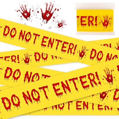 Cinta de precaución de Halloween - roja y amarilla cinta de advertencia de no entrar, 82 pies Foto 1 de 4