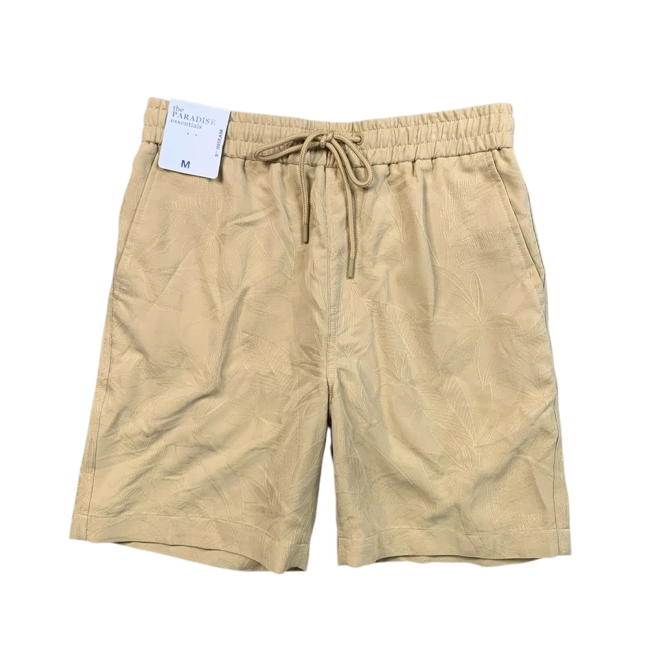 加勒比短裤男式 M 中号棕褐色莫代尔混纺花卉提花圆树和约克 — 第 1/4 张图片