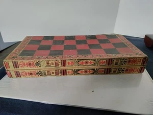 Antique Book Form Folding Box Checkers Backgammon Life Of Hoyle Vol. I & II - Picture 1 of 23