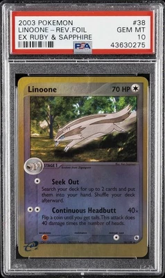 2003 POKEMON EX RUBY & SAPPHIRE #38 LINOONE-REVERSE FOIL PSA 10 - Image 1 of 2
