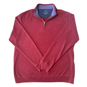 Tailorbyrd Mens 1/4 Zip Pullover Sweater Red Waffle Knit Long Sleeve Casual L - Picture 1 of 10