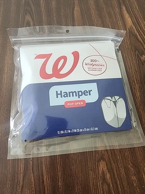 Hamper Pop Open Laundry Basket Container 13" X 13" X 21" New White Walgreens - Image 1 of 3