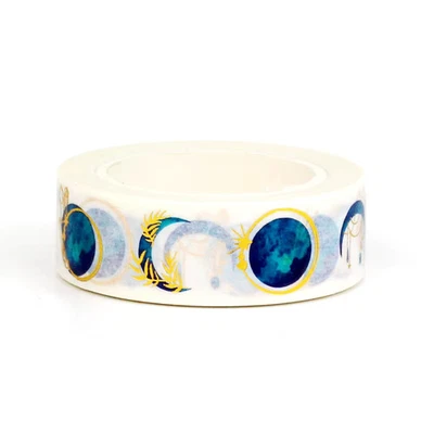 Cinta Washi de lámina dorada luna azul para adornos de papelería diario planificador hágalo usted mismo Foto 1 de 3