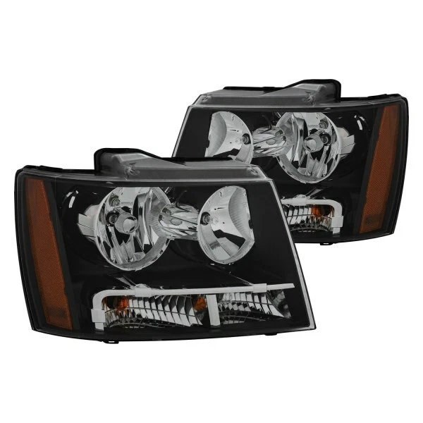 Faróis de cristal ANZO preto ADEQUADO PARA 2007-2014 Chevrolet Tahoe/Suburban 111392 - Imagem 1 de 1