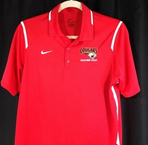 Nike Dri-Fit Cougars Coaching Staff rot weiß Sh/Sleeve Polo Golf Shirt Herren L - Bild 1 von 9