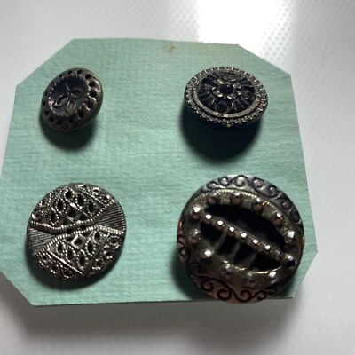 Victorian Era Vintage 4 Button￼s LOT Flowery Parthenon Design  zau - Image 1 of 4