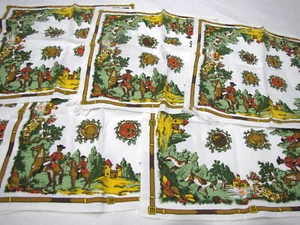 Tovaglia tema caccia alla volpe inglese 155 x 120 con 6 tovaglioli 36 x 36 - Foto 1 di 6