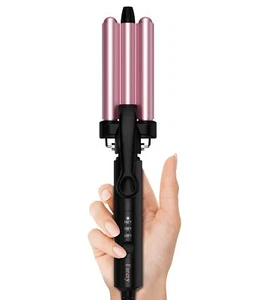 Mini Hair Crimper Hair Waver 3 Temperature Adjustable 3 Barrel Curling Iron f... - Picture 1 of 9