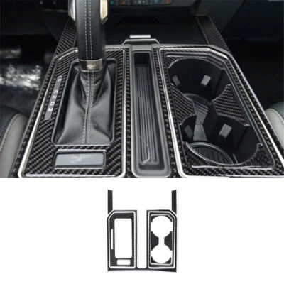 Kit de cambio de marchas de consola interior de fibra de carbono cubierta embellecedor para Ford F-150 2015-2017 Foto 1 de 4