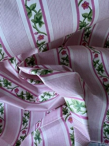 COWTAN & TOUT QUENBY STRIPE ROSE CHINTZ Floral PINK Cotton Fabric Remnant 27x37 - Picture 1 of 6
