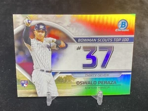 OSWALD PERAZA 2023 BOWMAN CHROME #BTP-37 SCOUTS TOP 100 INSERT / NY YANKEES - Picture 1 of 2