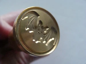 NIB Halloween BAT Wax Seal Stamp Goldtone w Wooden Handle Interchangeable Seal - Picture 1 of 7
