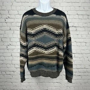 Peruvian Connection Multicolor 100% Alpaca Crewneck Long Sleeve Sweater Size XL - Picture 1 of 6