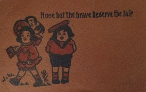 Leatherette none but the brave deserve the fair Postcard PR - Picture 1 of 3