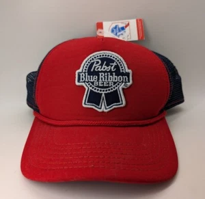 Pabst Blue Ribbon Embroidered Patch Snapback Trucker Hat Rope Cord - Picture 1 of 7