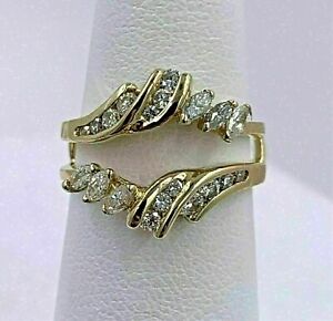 1Ct Marquise Lab Created Diamond Wedding Enhancer Ring 14k Yellow Gold Plated