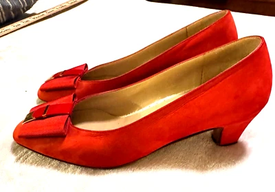 Zapatos de mujer Bruno Magli talla 5 rojo rubí gamuza zapatos de tacón hechos en Italia Foto 1 de 4