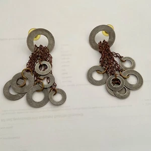 SUSAN L RICHARDSON '93 STAHLRINGE KUPFER KETTEN KASKADEN PIERCING OHRRINGE - Bild 1 von 9