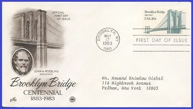 USA5 #2041 ADDR PCS ARTCRAFT FDC   Brooklyn Bridge - Image 1 of 1