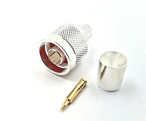 10pcs RF Connector N Male Crimp Silver Plated Captive Pin RG9 RG214 - Picture 1 of 6