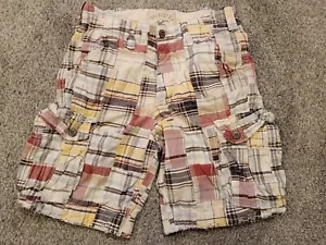 Hollister Y2K Plaid Patchwork Cargo Shorts Mens 30" Inseam 10" Length Distressed - Picture 1 of 15