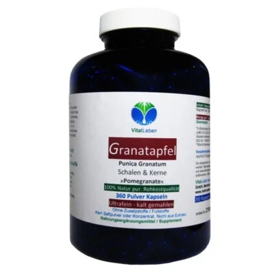 VITALLEBEN Granatapfel Kerne und Schale 360 Kapseln Ohne Zusatzstoffe Natur Pur. 27050-360