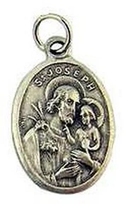 MRT St Joseph & Child Jesus Saint Holy Medal Silver Plate Catholic 3/4" Italy - Picture 1 of 1