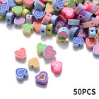 30/50Pcs Colorful Melaleuca Heart Shape Clay Beads Polymer Spacer Beads Jewe~M'