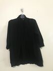 News Knits Co Size L Black Ribbed Cardigan Sweater Top Blouse Women
