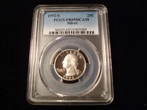 1992-S Silver Washington quarter PCGS PR69DCAM - Picture 1 of 1