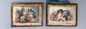 Antike Puppenstube Miniatur Tier Hund Katze Kätzchen Bild Auswahl - Bild 1 von 2